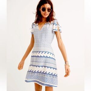 MADEWELL Poppy Dress in Ionian Tile A-Line Style Tie Sleeves SOLD OUT